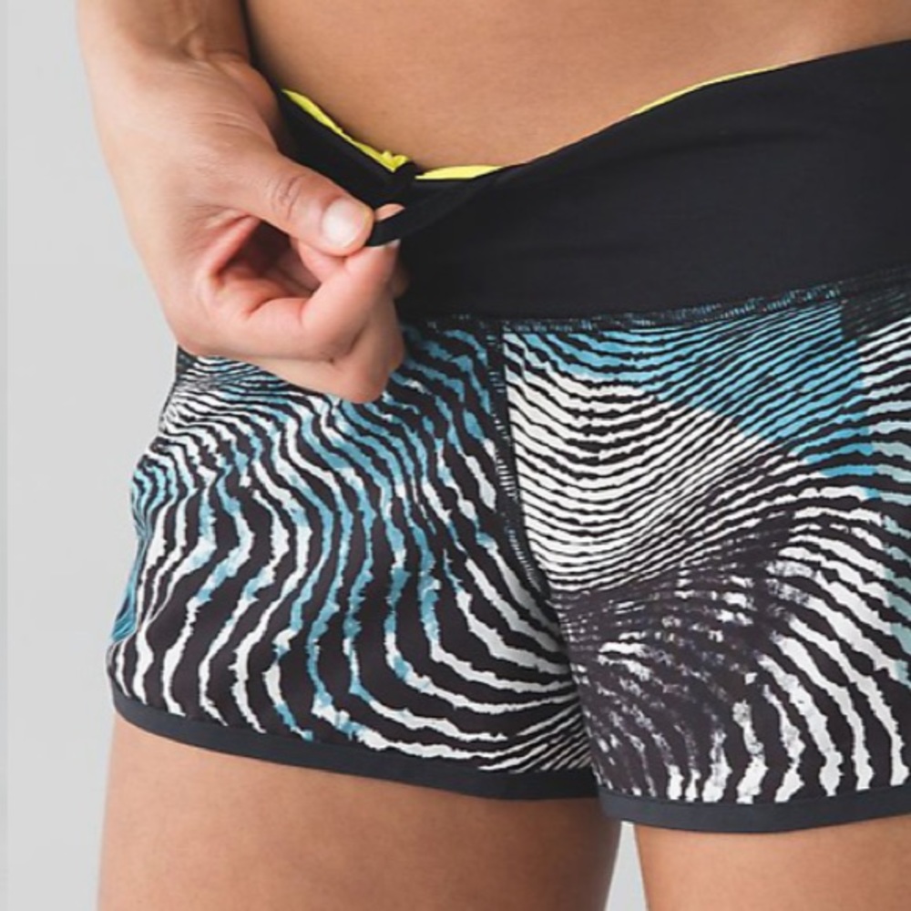 Lululemon  Seawheeze 2016 Speed Short- Secret Society Tofino Teal Black | Size 8
